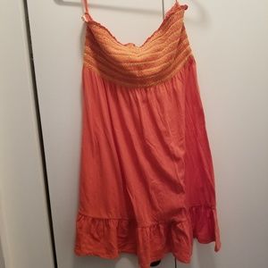 Sunny Orange Strapless Beach Dress